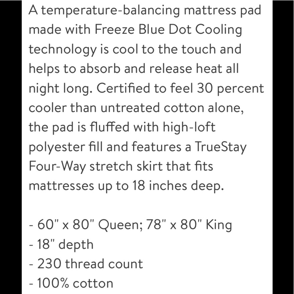 Nordstrom NIP Cooling Down Alternative Mattress Pa - Picture 4 of 10